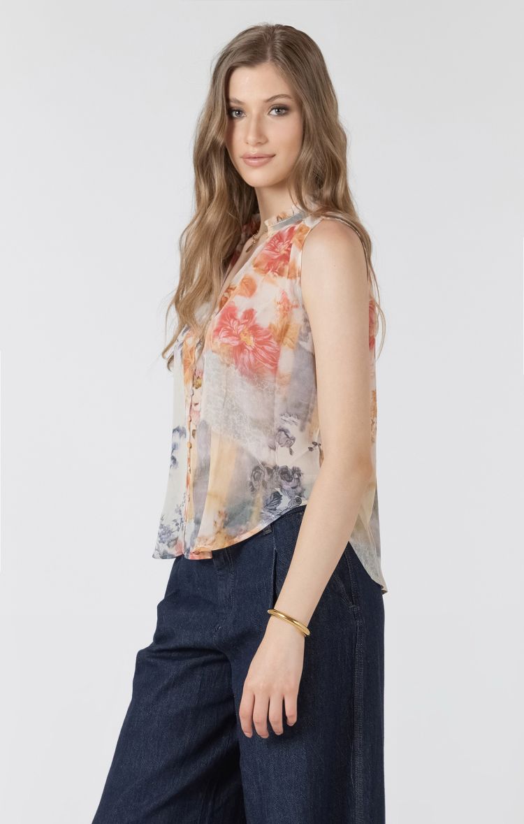 Sleeveless Floral Blouse