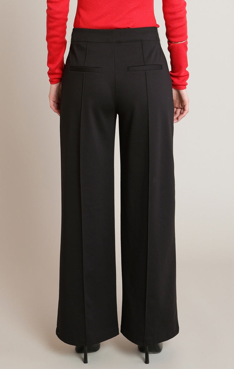 Black Tape Pleated Wide Leg Dress Pants