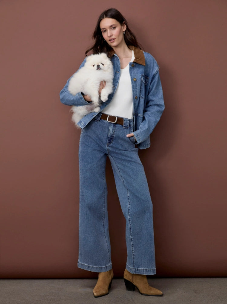 Charlie B Wide Leg Jeans with Removable Belt