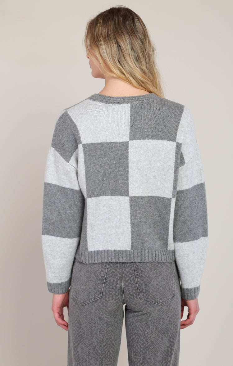 Dex Checkered V-Neck Knit Sweater