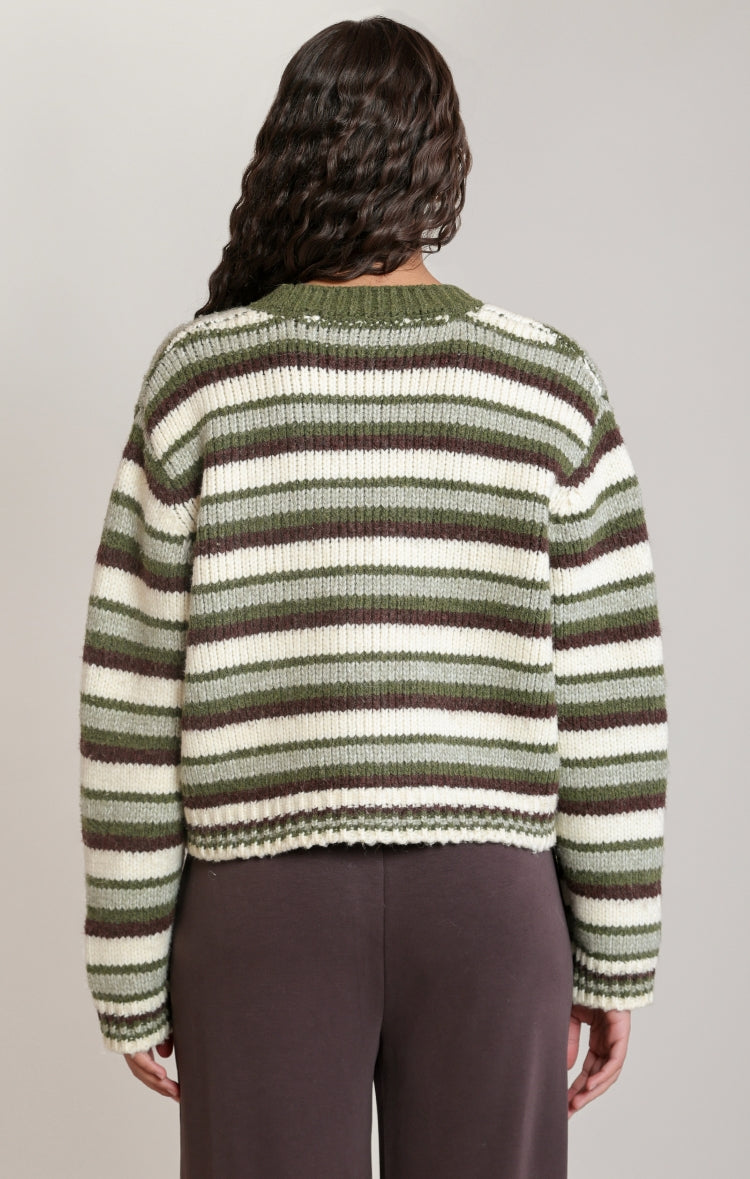 Dex Striped Button Front Cardigan