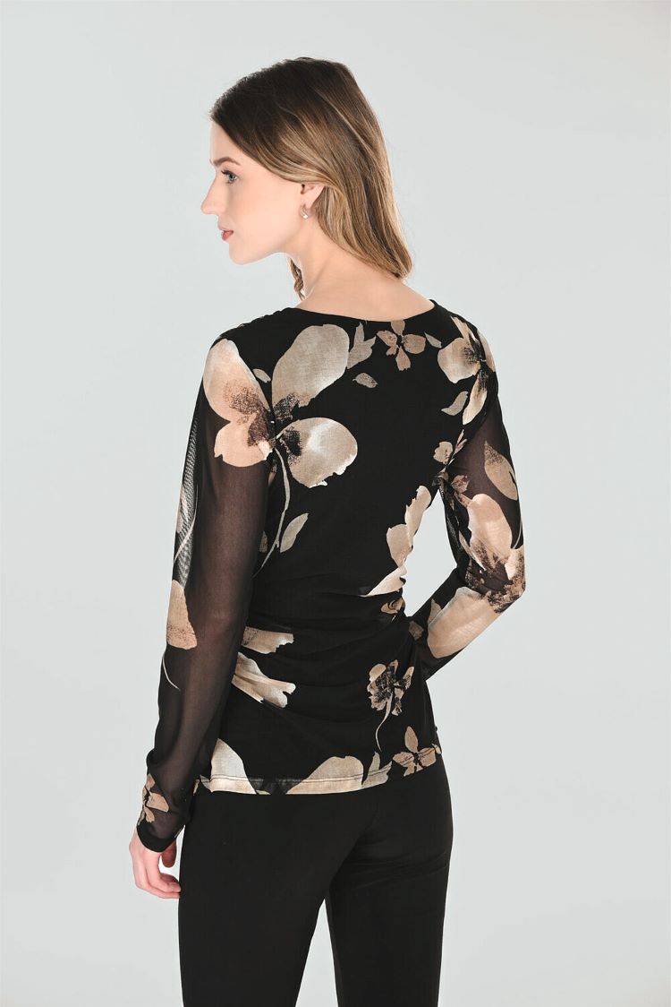 Ruched Floral Long Sleeve