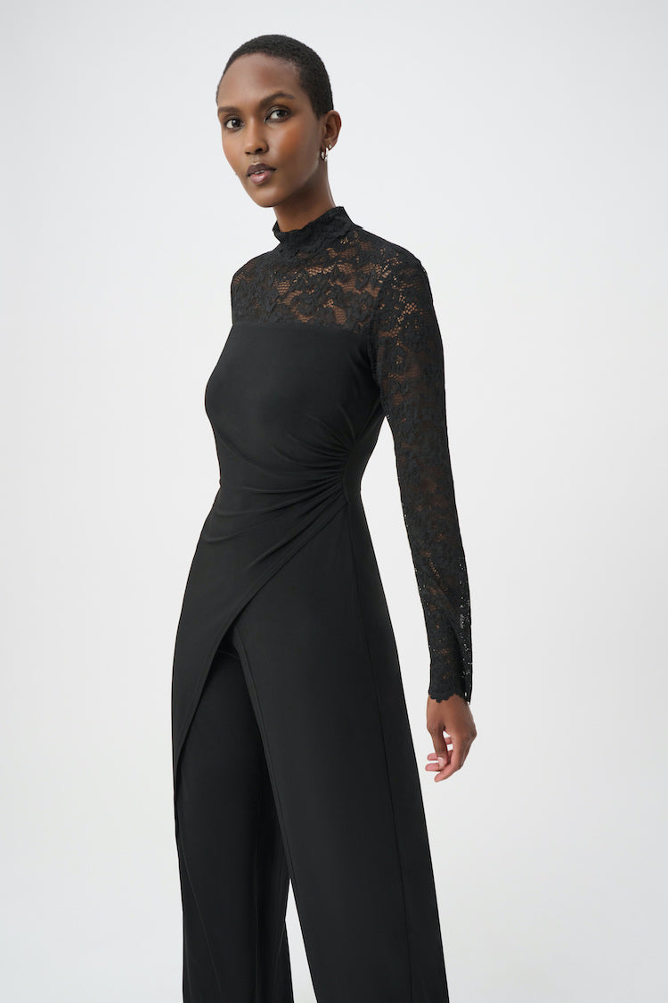 Joseph Ribkoff Lace Sleeve Wide Leg Jumpsuit