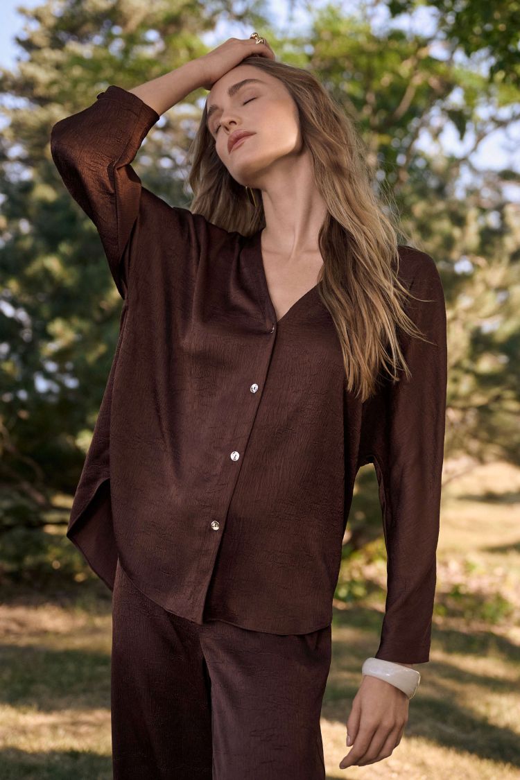 Satin Top With Dolman Sleeves