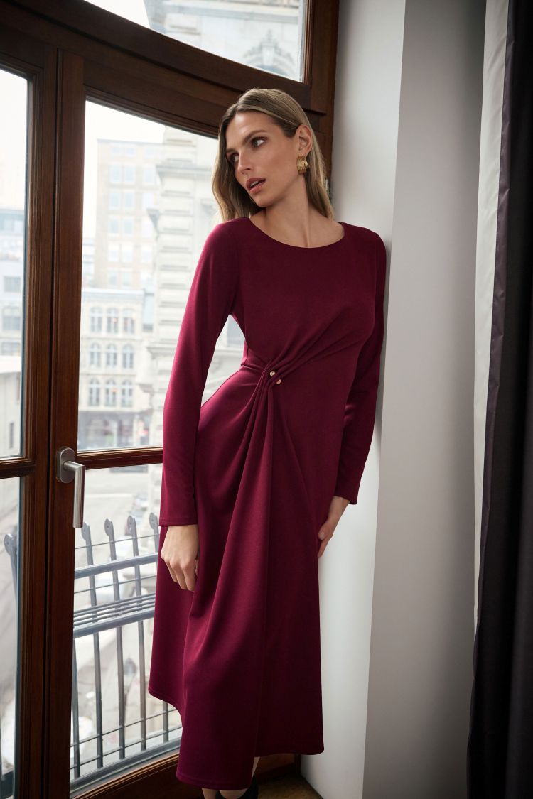 Midi Wrap Dress With Button Detail