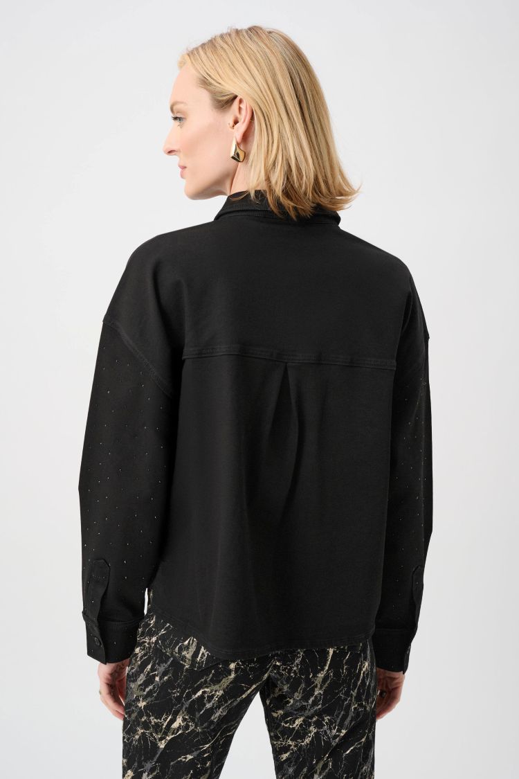 Cropped Rhinestone Denim Blouse