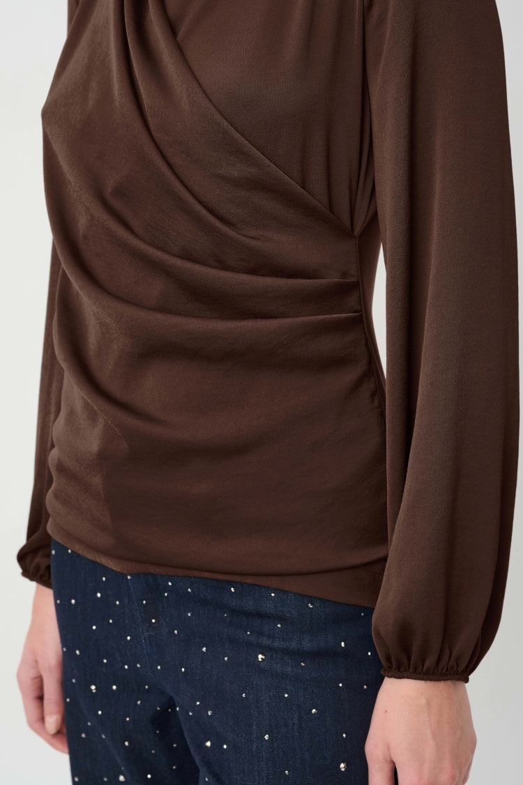 Joseph Ribkoff Faux-Wrap Satin Top