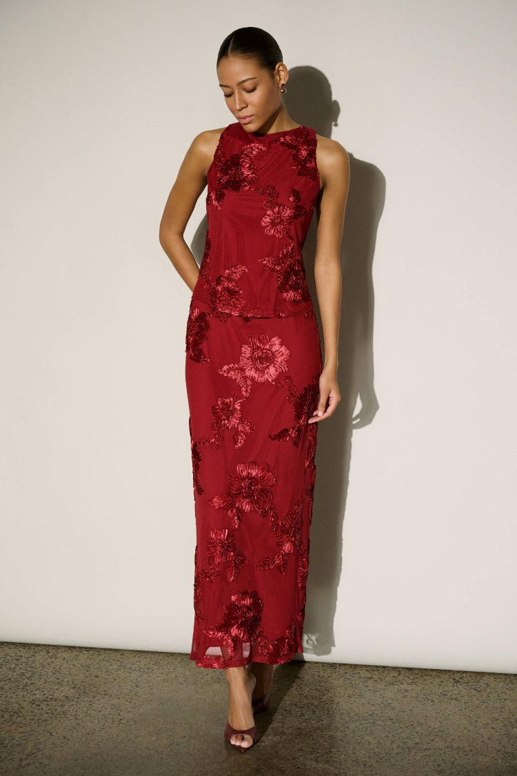 Joseph Ribkoff Applique Knit Maxi Skirt