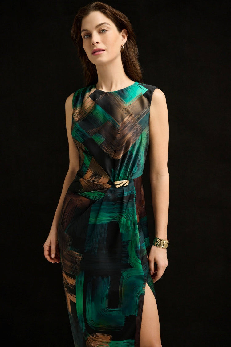 Joseph Ribkoff Abstract Print Satin Sheath Dress