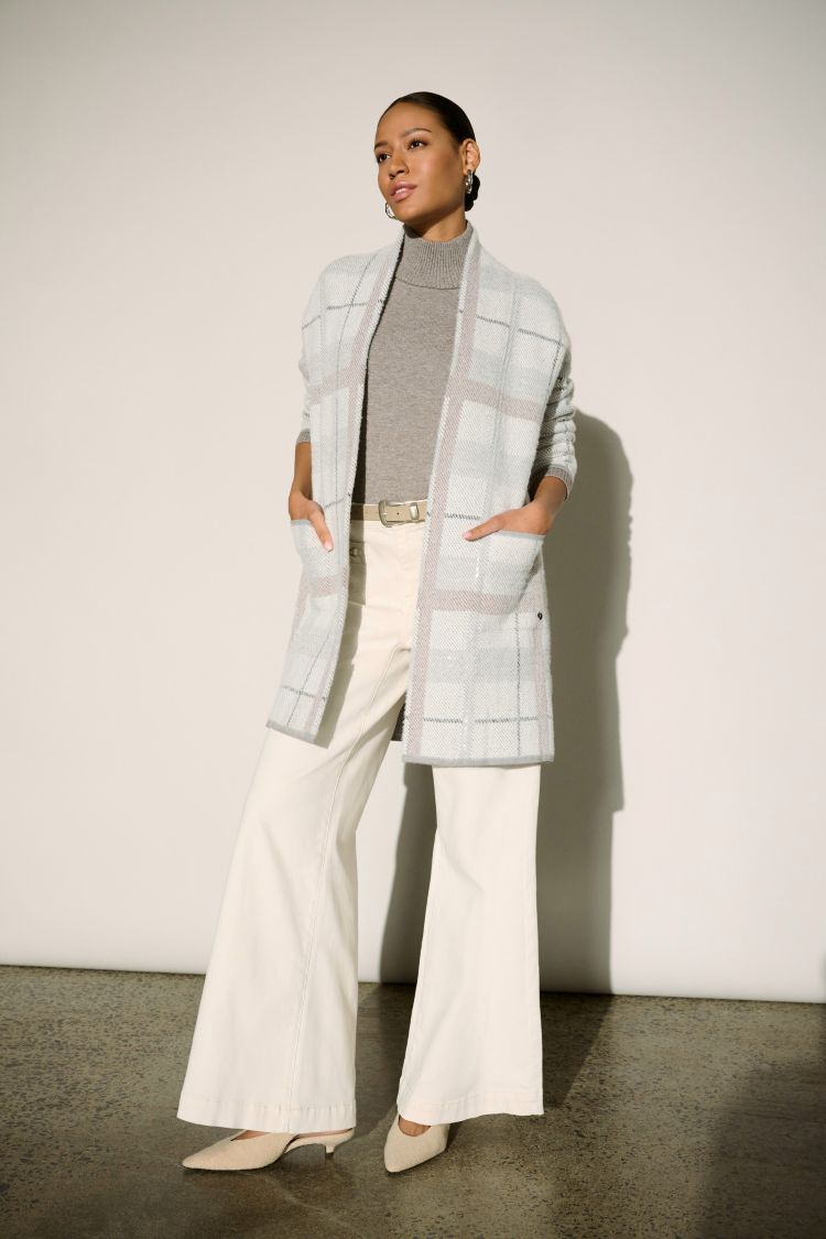 Joseph Ribkoff Plaid Open Front Cardigan