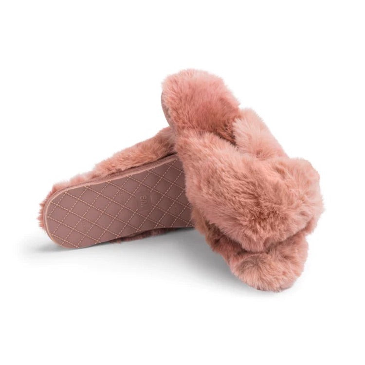 Lemon Watercolor Faux Fur Slide