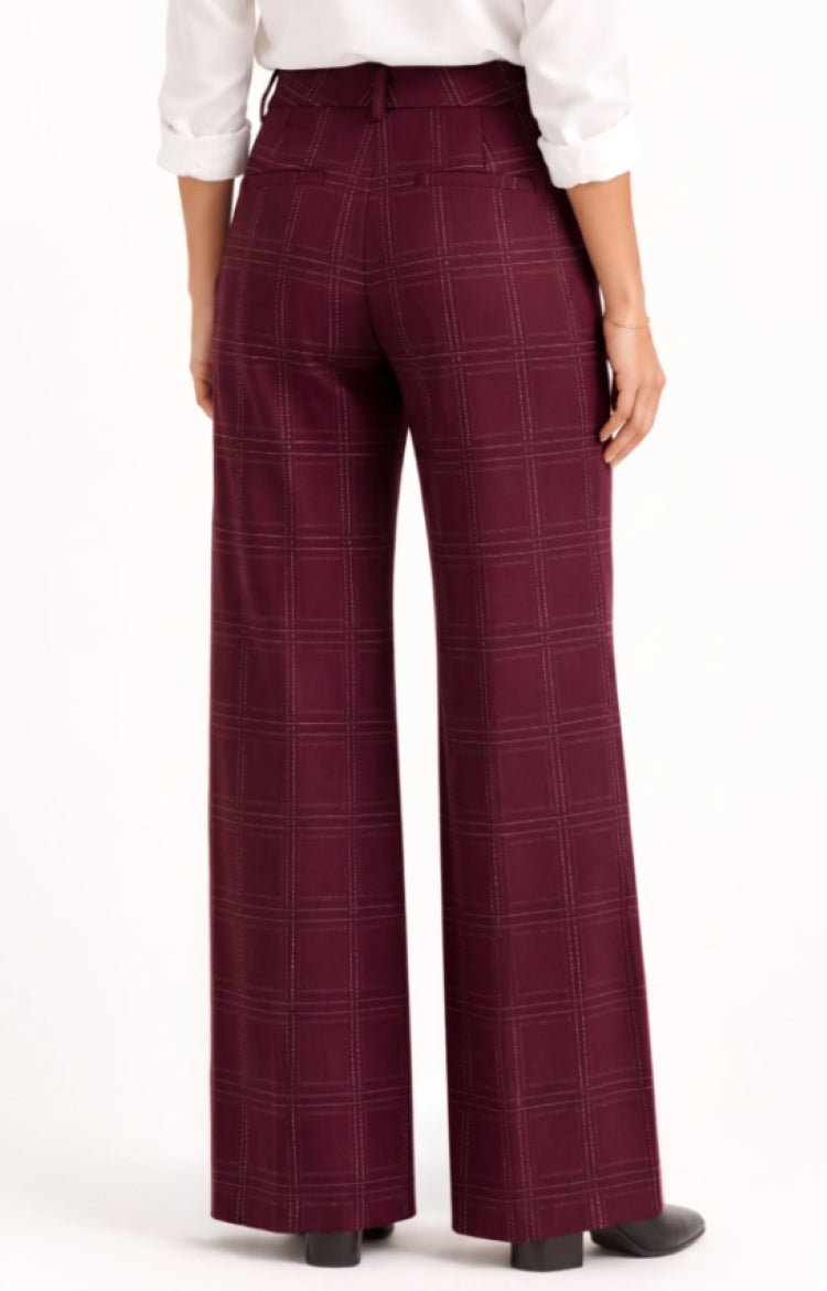 Liverpool Kelsey Plaid Wide Leg Trouser
