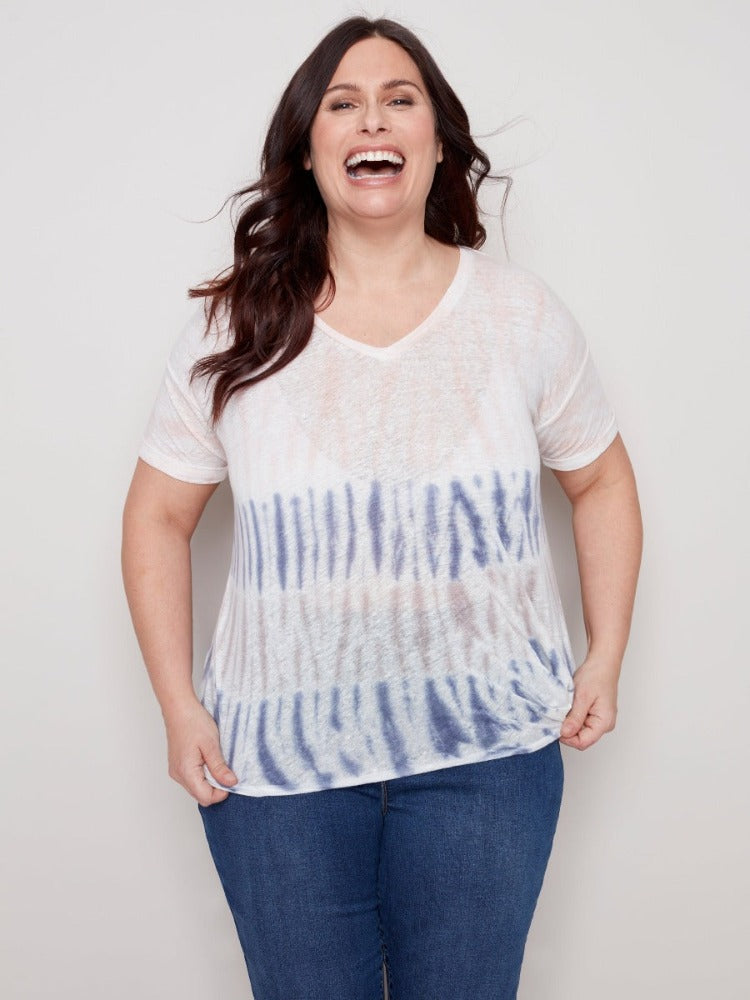Charlie B Plus Tie Dye V-Neck T-Shirt, Style: O1335/308B