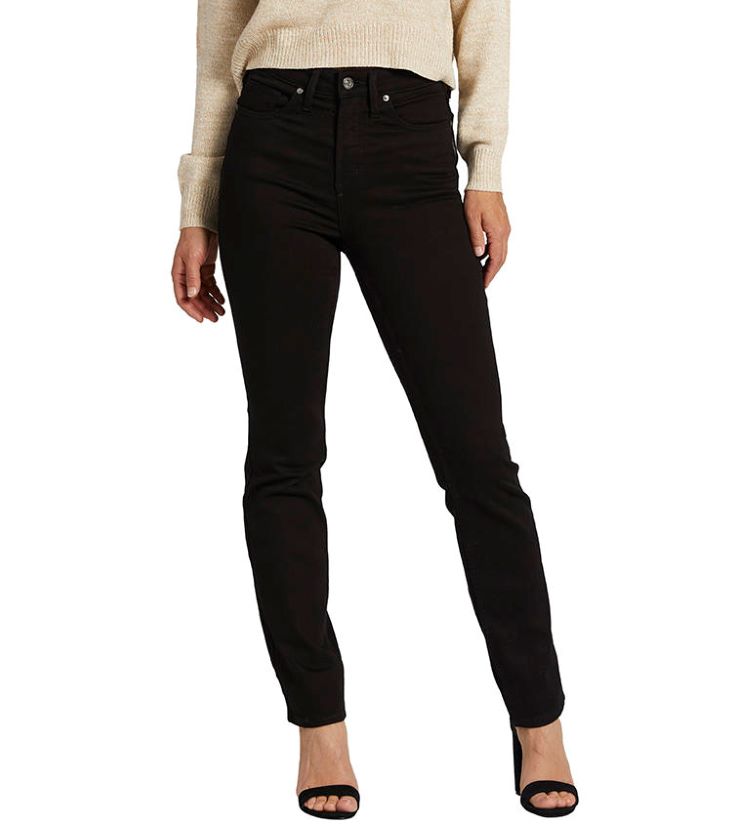 Silver Jeans Style: L88410INB531 Infinite Fit High Rise Black Straight Leg Front View