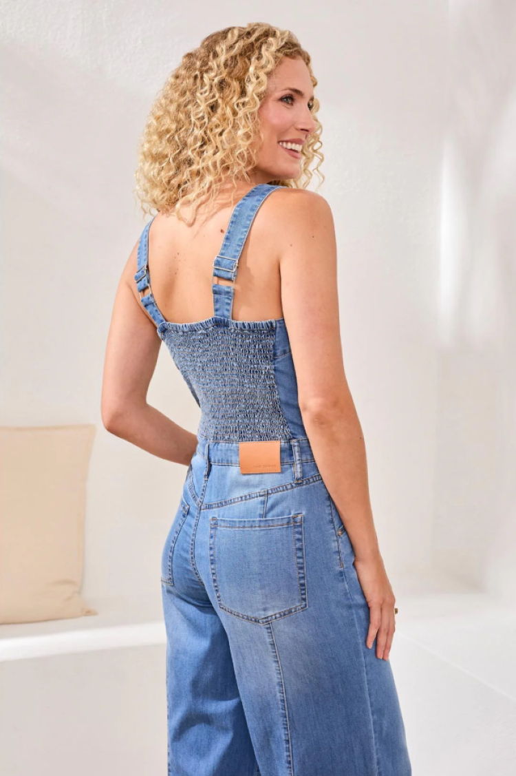 Wide Leg Denim Jumpsuit