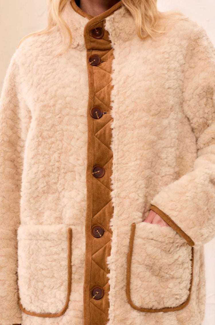 Tribal Faux Suede and Sherpa Reversible Jacket