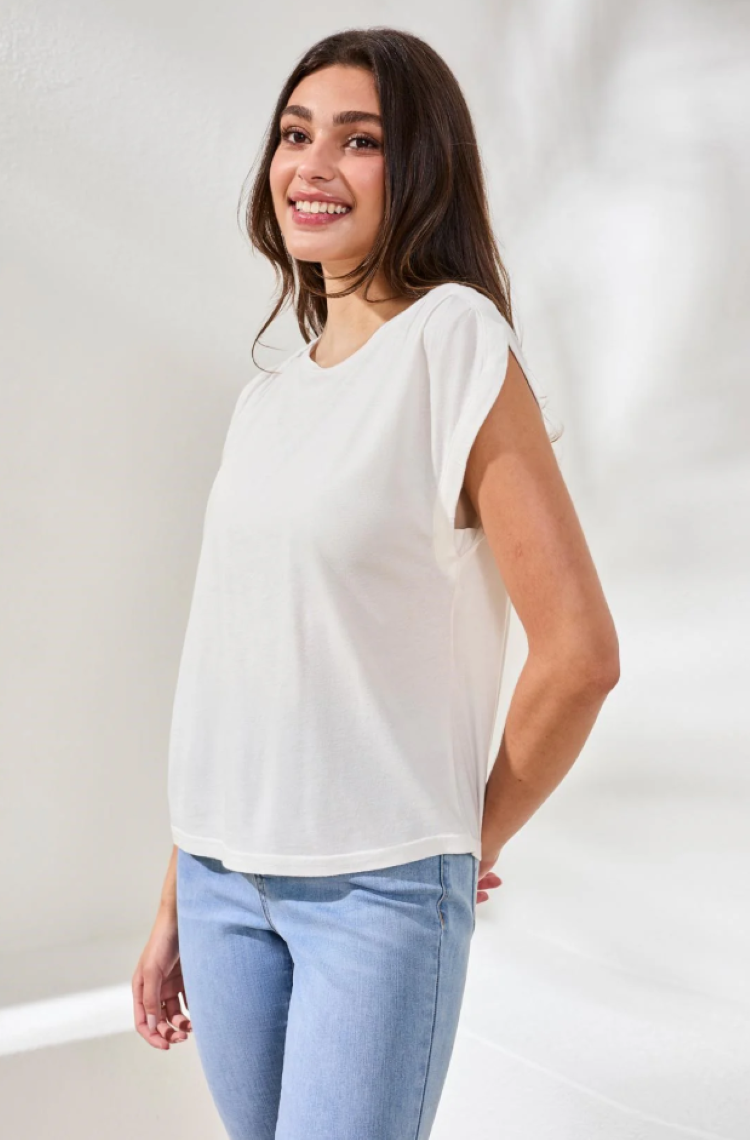Boat Neck Cap Sleeve Top