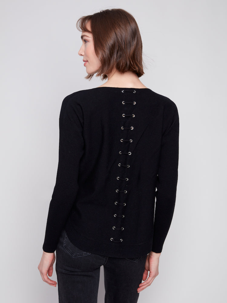 Lace Up Back Sweater