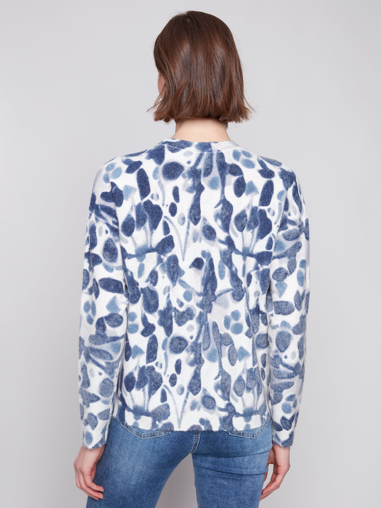 Print Reversible Long Sleeve Sweater