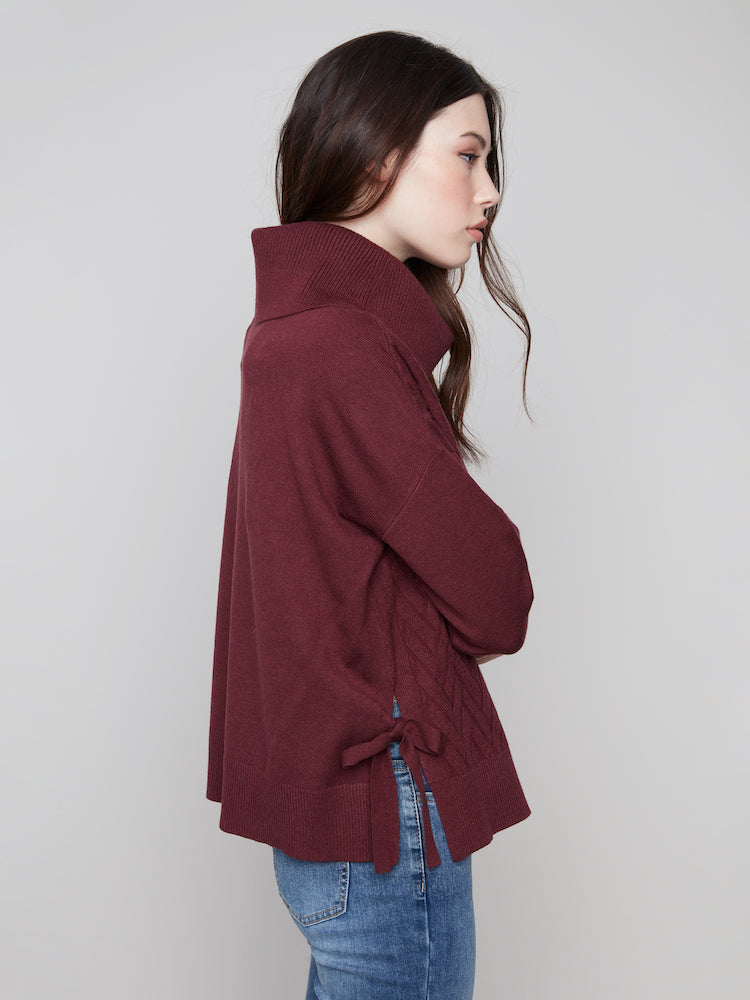 Cowl Neck Side Slit Sweater