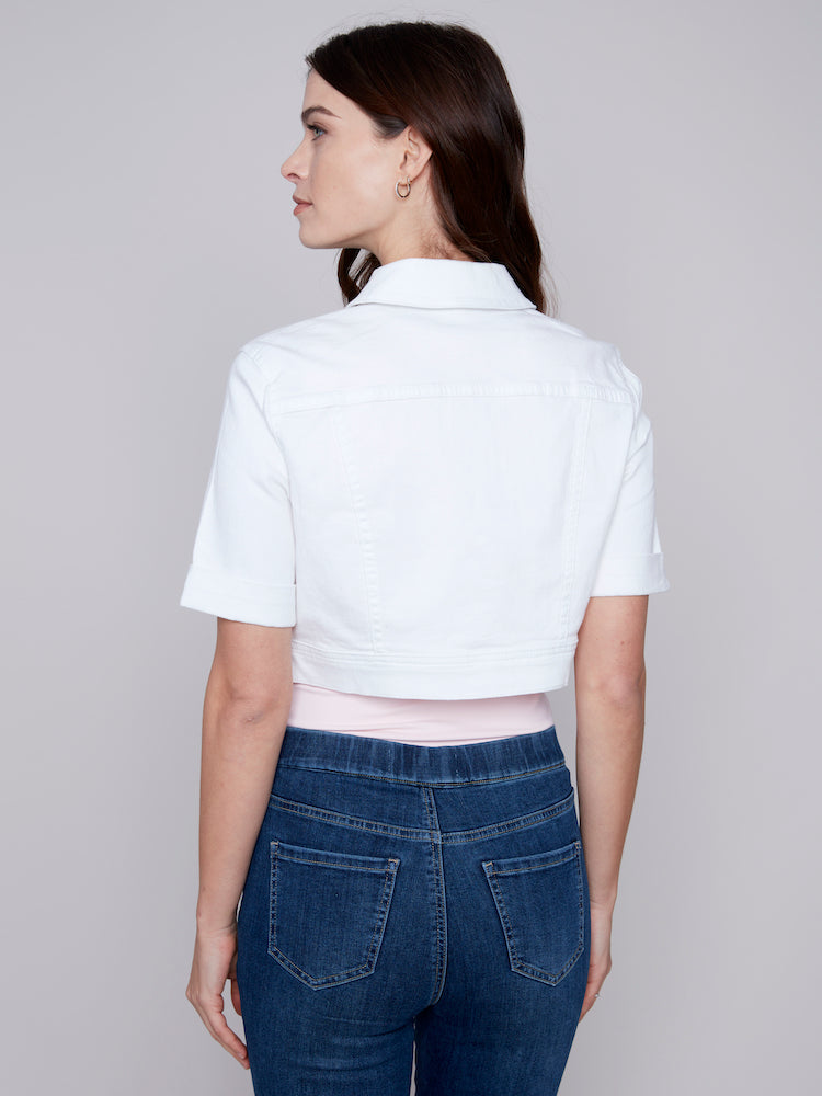 Short Sleeve Cropped Jean Jacket