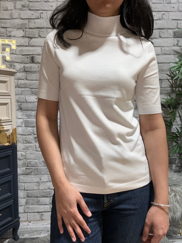 Short Sleeve Mock Neck Sweater