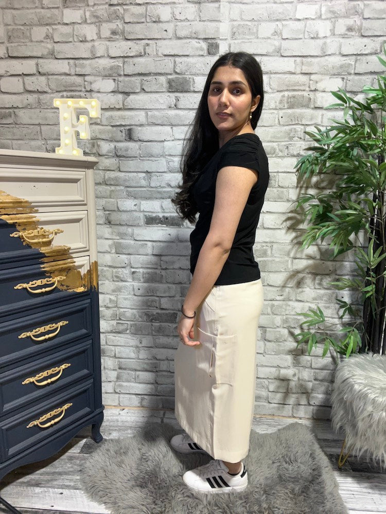 Cowl Neck Cap Sleeve Top