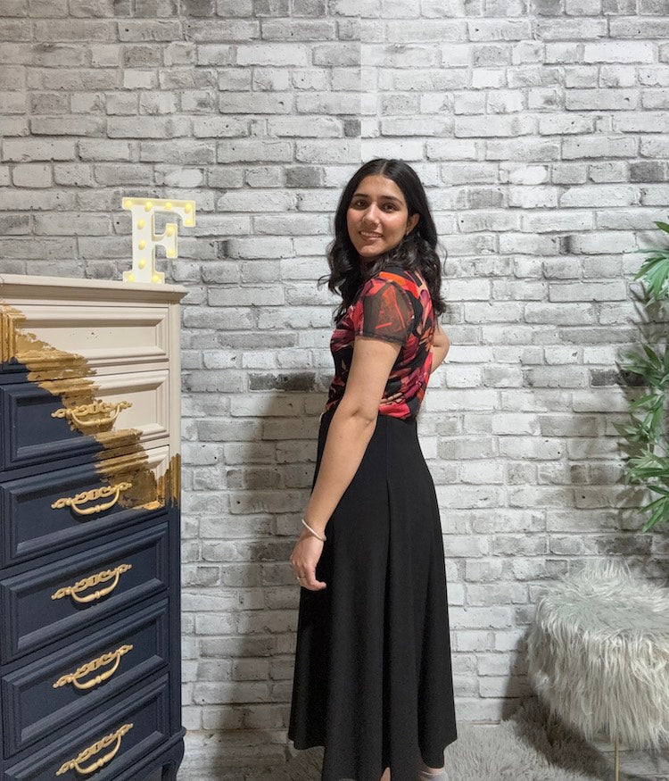 Cross Over Faux Buckle Midi Skirt