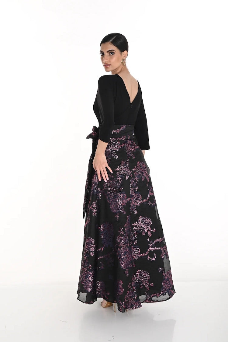 Cross Over Front Tie Waist Formal Maxi Dress