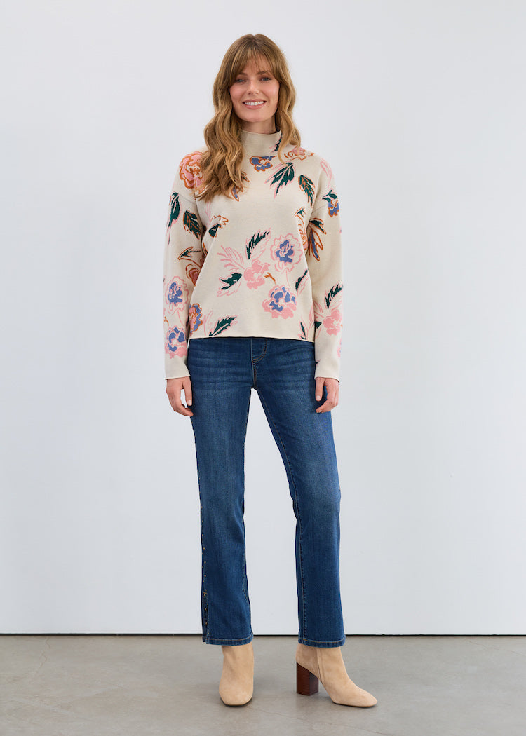 Floral Mock Neck Sweater