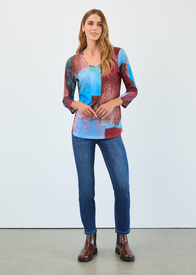 Abstract Print Long Sleeve Top