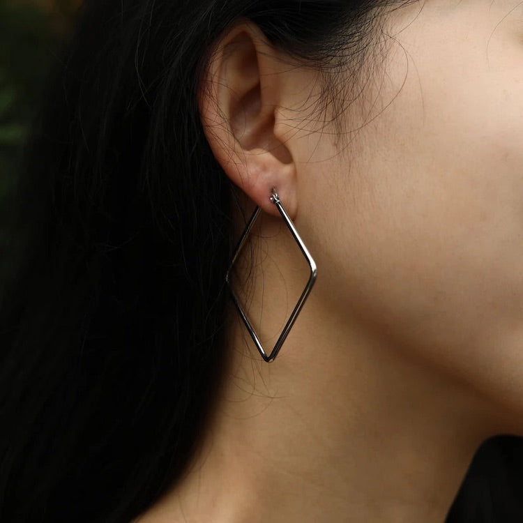 REILYNN Square Shaped Silver Hoops