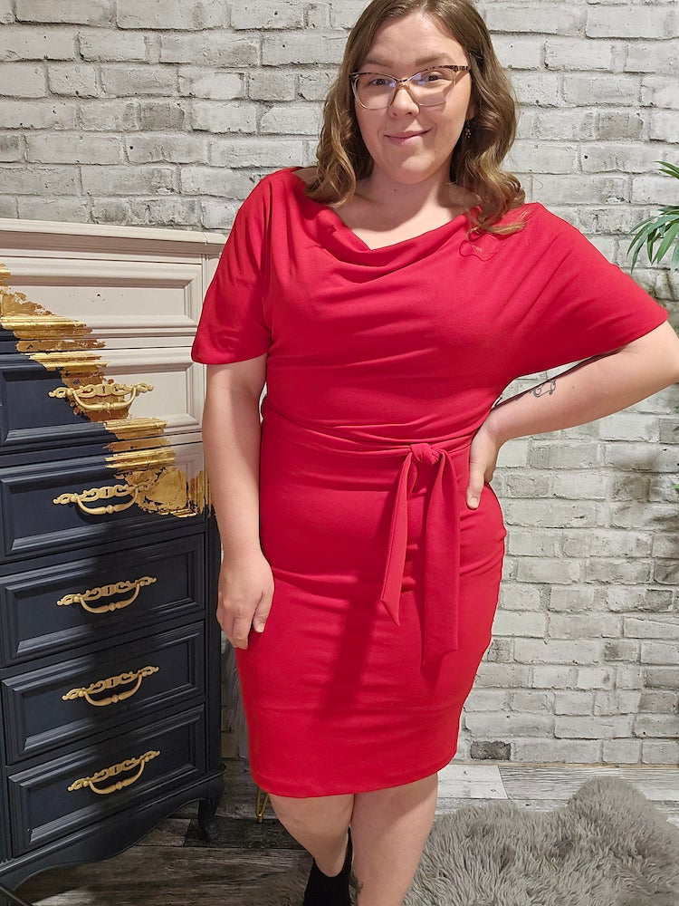 Boat Neck Knot Bodycon Dress|Joseph Ribkoff Style: 243233| Fashionista Boat Neck Knot Bodycon Dress|Joseph Ribkoff Style: 243233| Fashionista