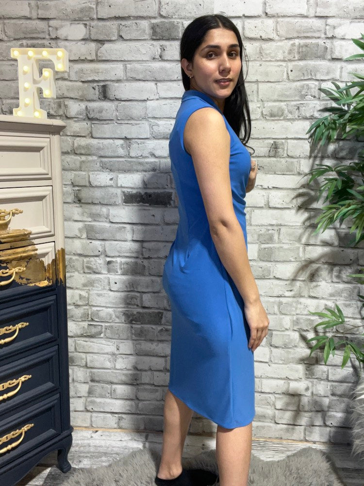 Silky Knit Sleeveless Wrap Dress