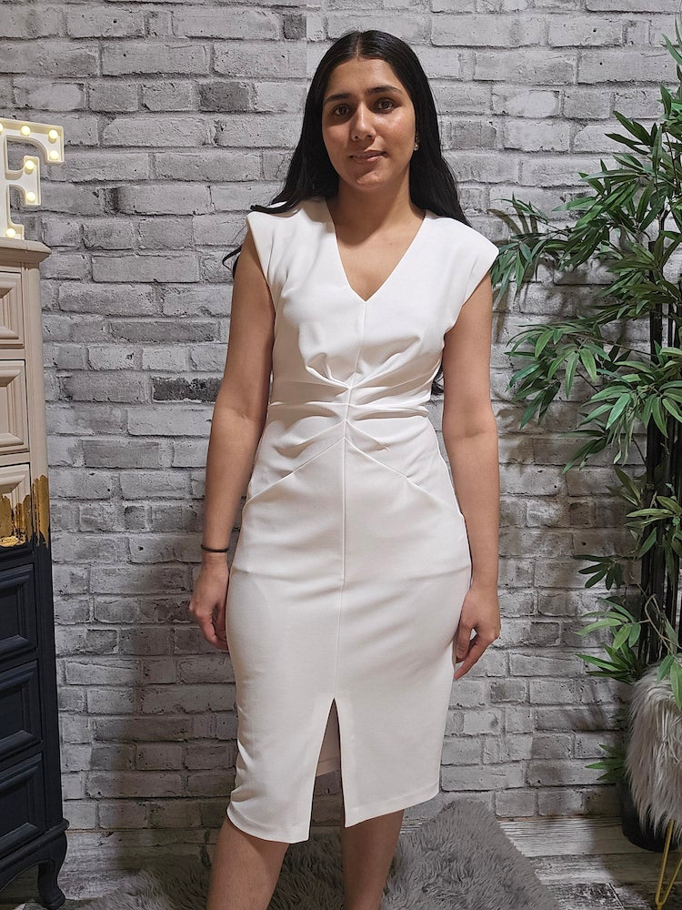 Sheath Dress With Front Pleats