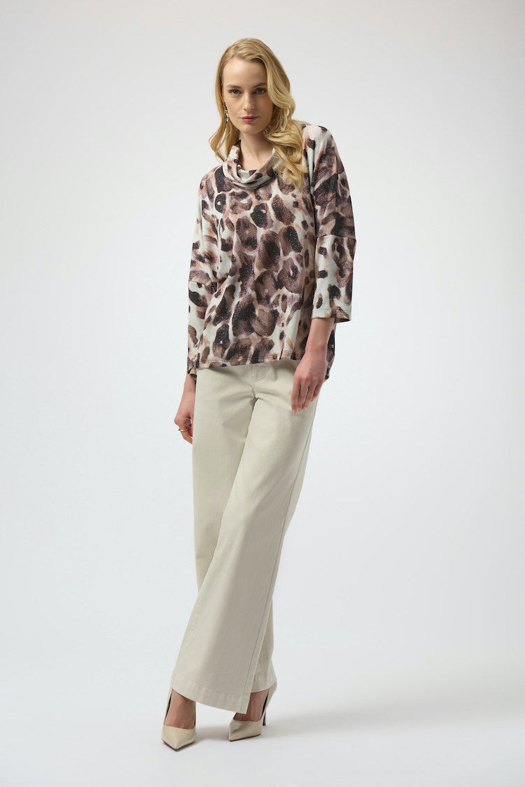 Cowl Neck Leopard Pullover