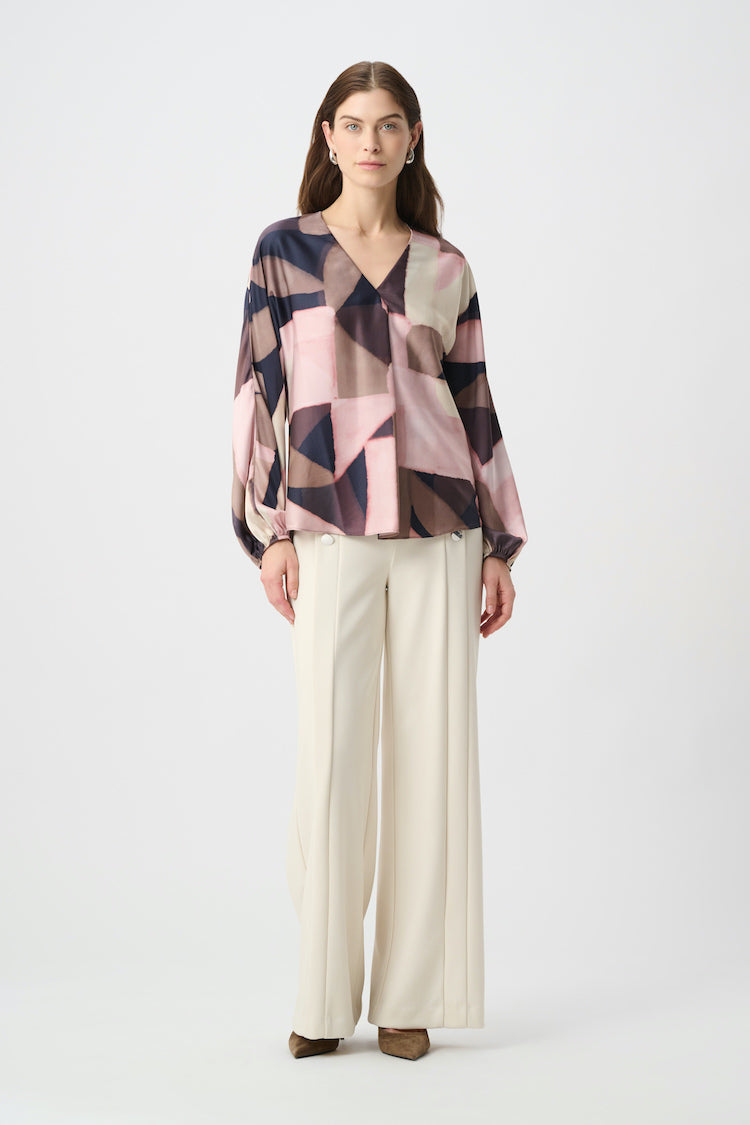Joseph Ribkoff Geometric Print Satin Top