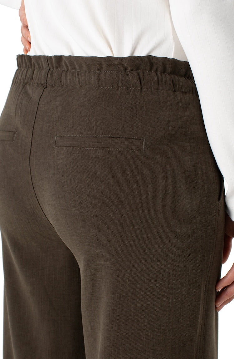 Pull-on Tie Waist Wide Leg Ankle