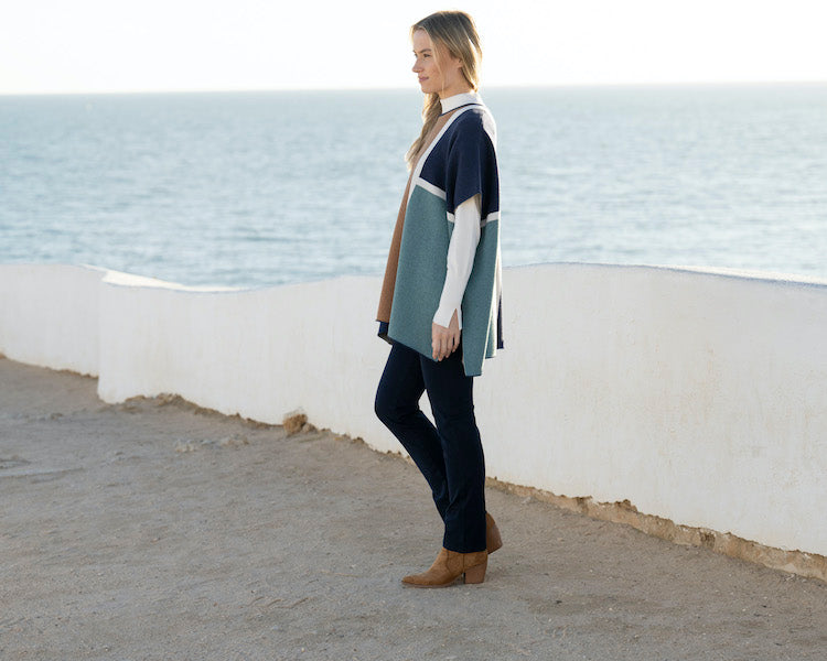 Color block Poncho Like Top