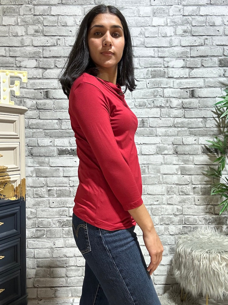 3/4 Sleeve Boatneck Top