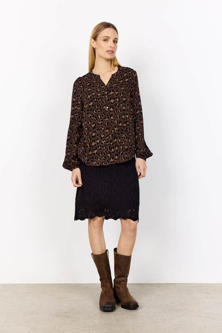 Leopard Print Long Sleeve Blouse