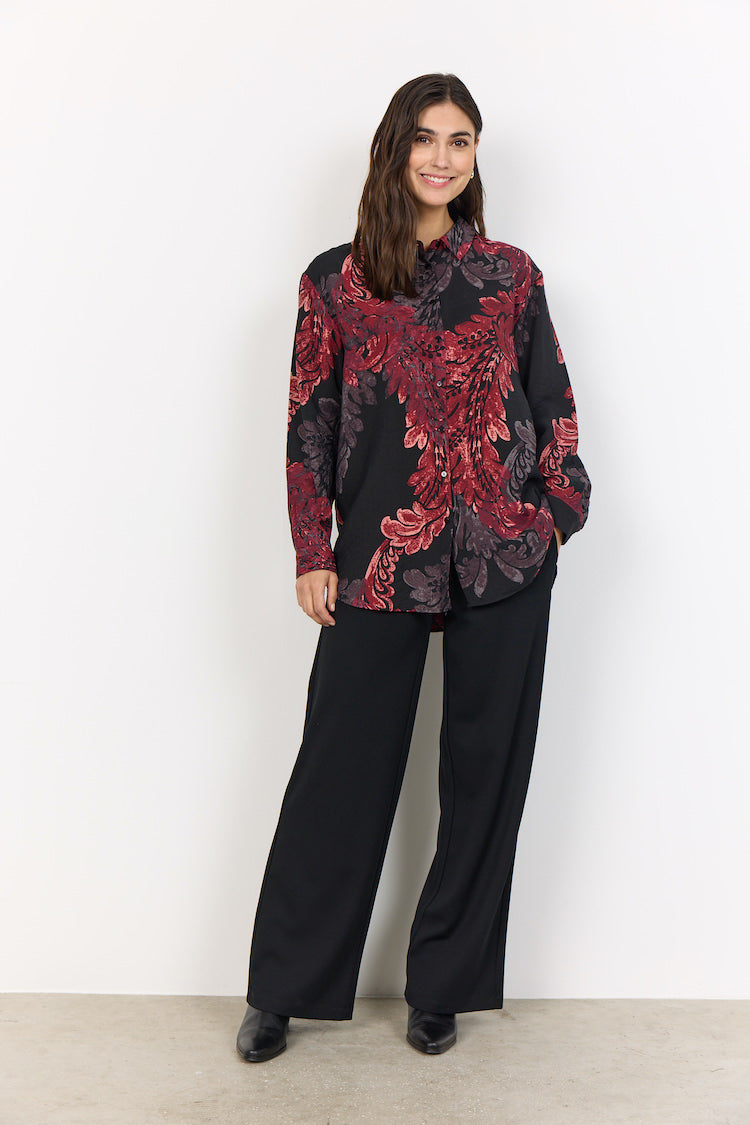 Button Front Floral Print Blouse