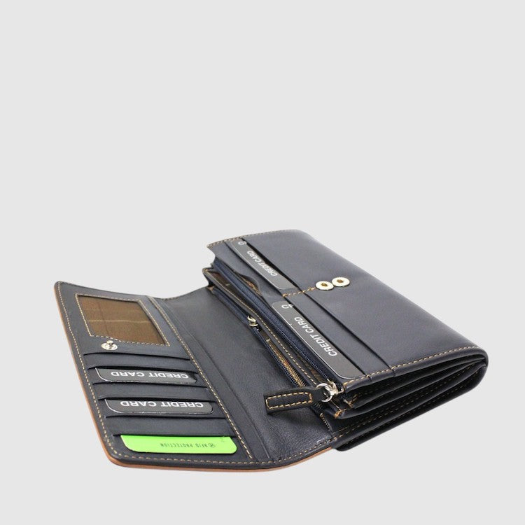 Long Leather Wallet With RFID Protection