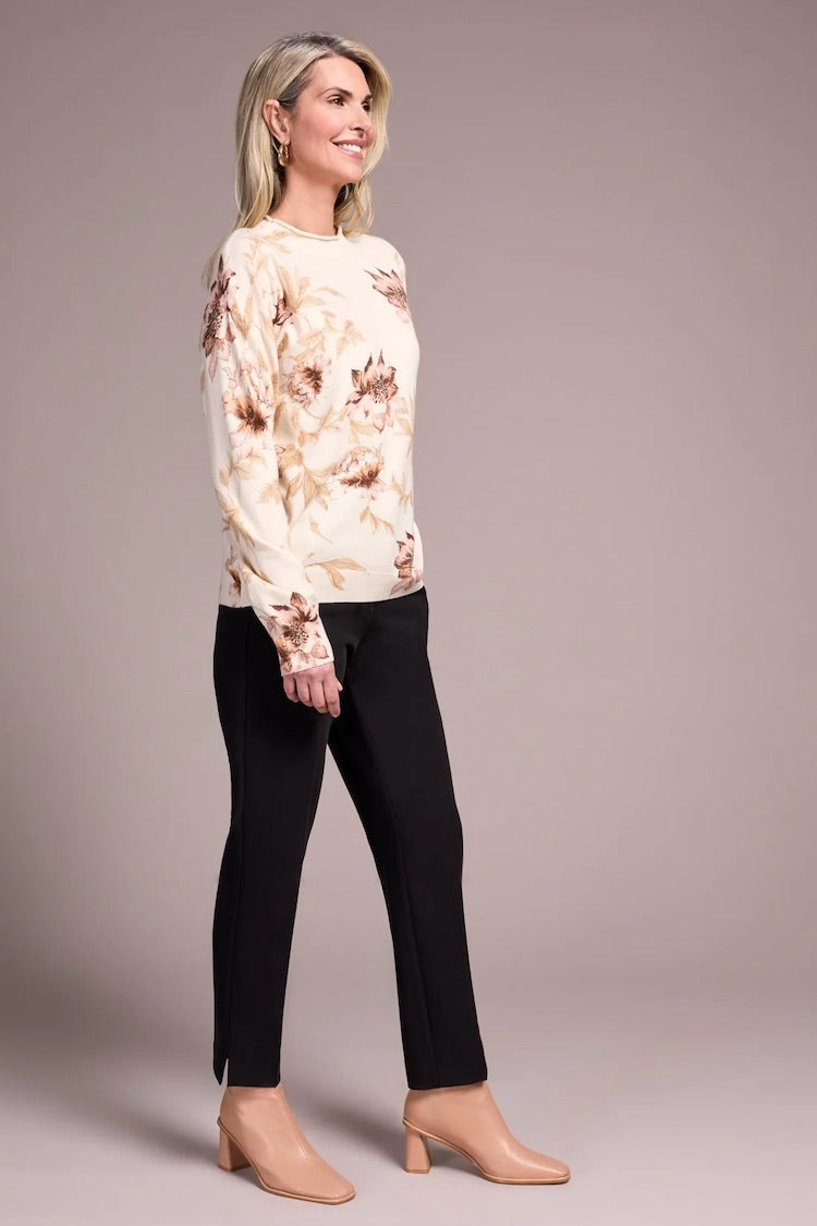 Lightweight Printed Long-Sleeve Funnel Neck Sweater