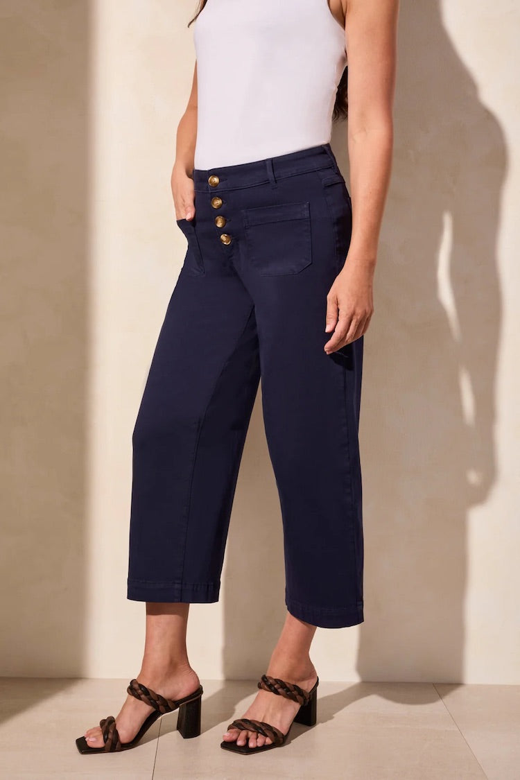 Audrey Comfort Stretch Cropped Wide Leg Jeans