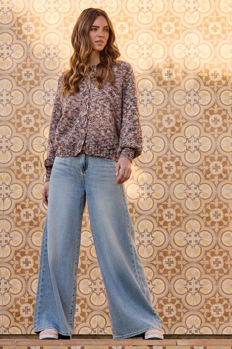 Button Front Raglan Sleeve Cardigan