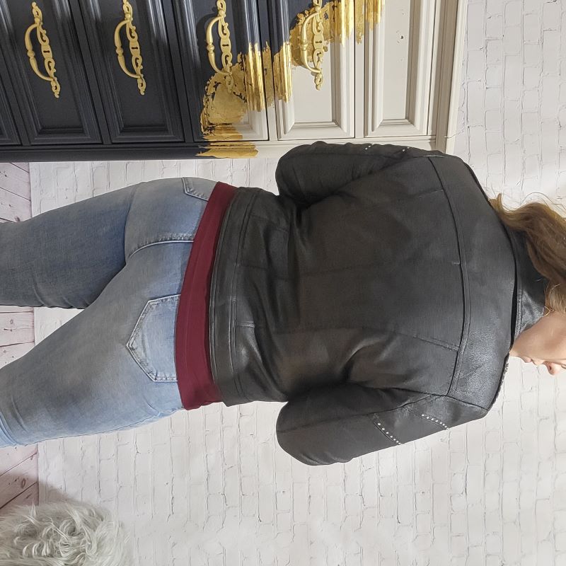 A stylish and contemporary must have jacket from Frank Lyman. This Faux Suede Moto Jacket gives you a touch of edgy sophistication to any outfit. With the combination of the faux suede fabric, decorative silver embellishments, and the faux zipper detailing it is the perfect way to finish off you look.