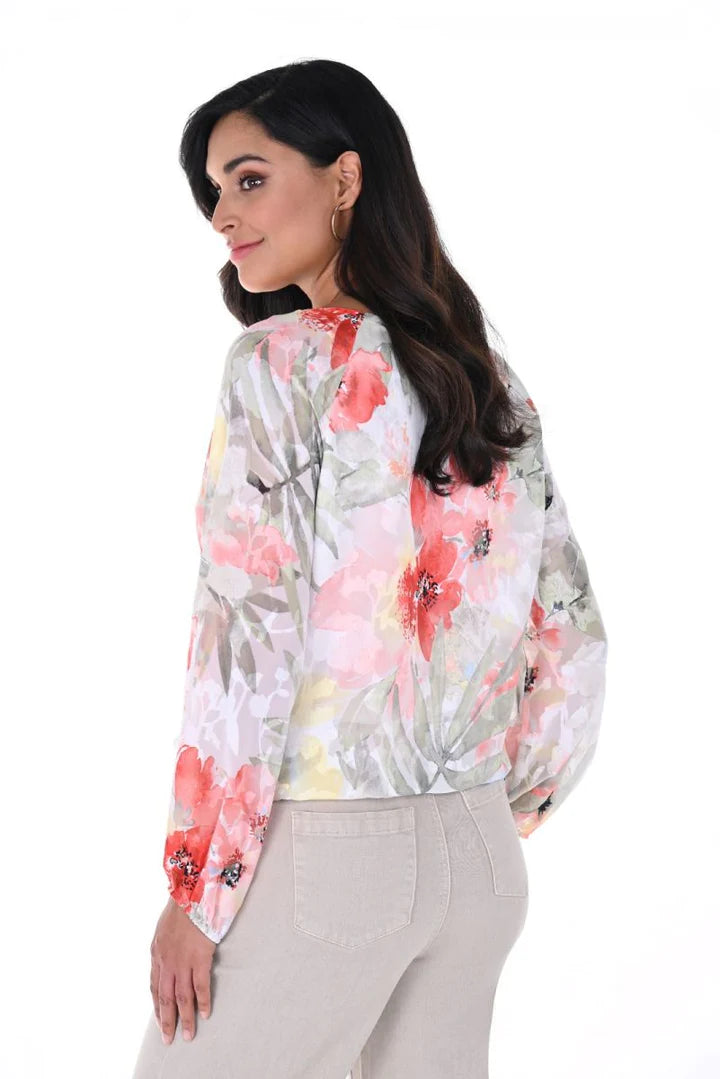 Floral Print Pleated Blouse