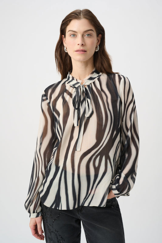 Joseph Ribkoff Animal Print Chiffon Blouse