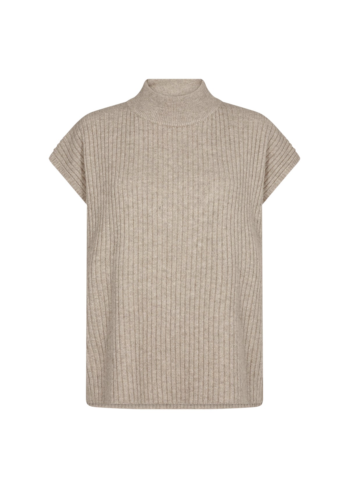 The Tamira Top from Soya Concept is a classic knitted top in a drop shoulder sleeveless style made for the warm autumn days. It has a high neckline, a rib knitted design, a loose fit and slits on both sides to give you all day comfort and style. Style this over a basic long sleeve shirt and a skirt for a look that you can take from the office to a night out.